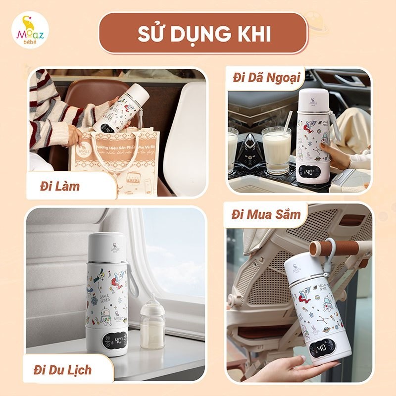 Bình đun và hâm nước cầm tay Moazbebe MB058 Plus Universe - dung tích 500ml