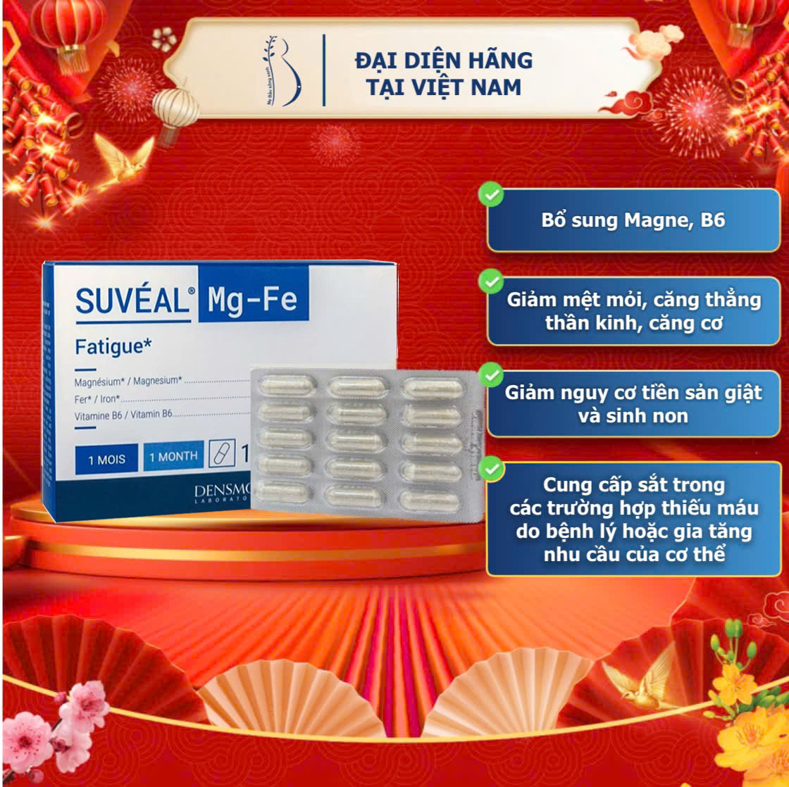 Vitamin Bầu Suvéal Mg - Fe: Giảm Nghén, Mất Ngủ, Stress, Chuột Rút, Ngăn Ngừa Nguy Cơ Tiền Sản Giật Và Sinh Non
