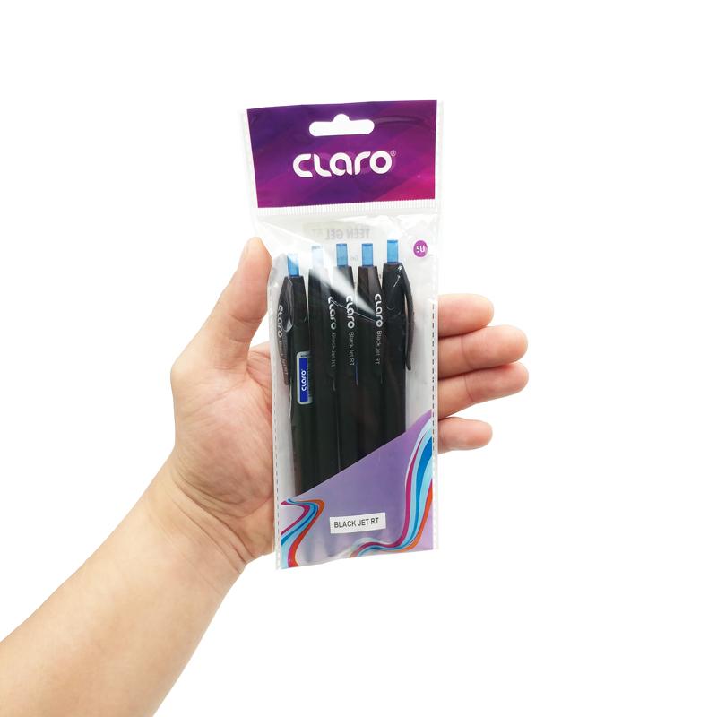 Vỉ 5 Bút Bi Claro Black Jet RT 0.7 mm - Mực Xanh