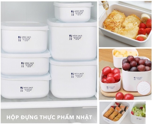 Set 02 hộp đựng thực phầm White Pack 700ml và 800ml, thiết kế tinh tế, đẹp mắt, khả năng giữ kín hơi vượt trội - nội địa Nhật Bản