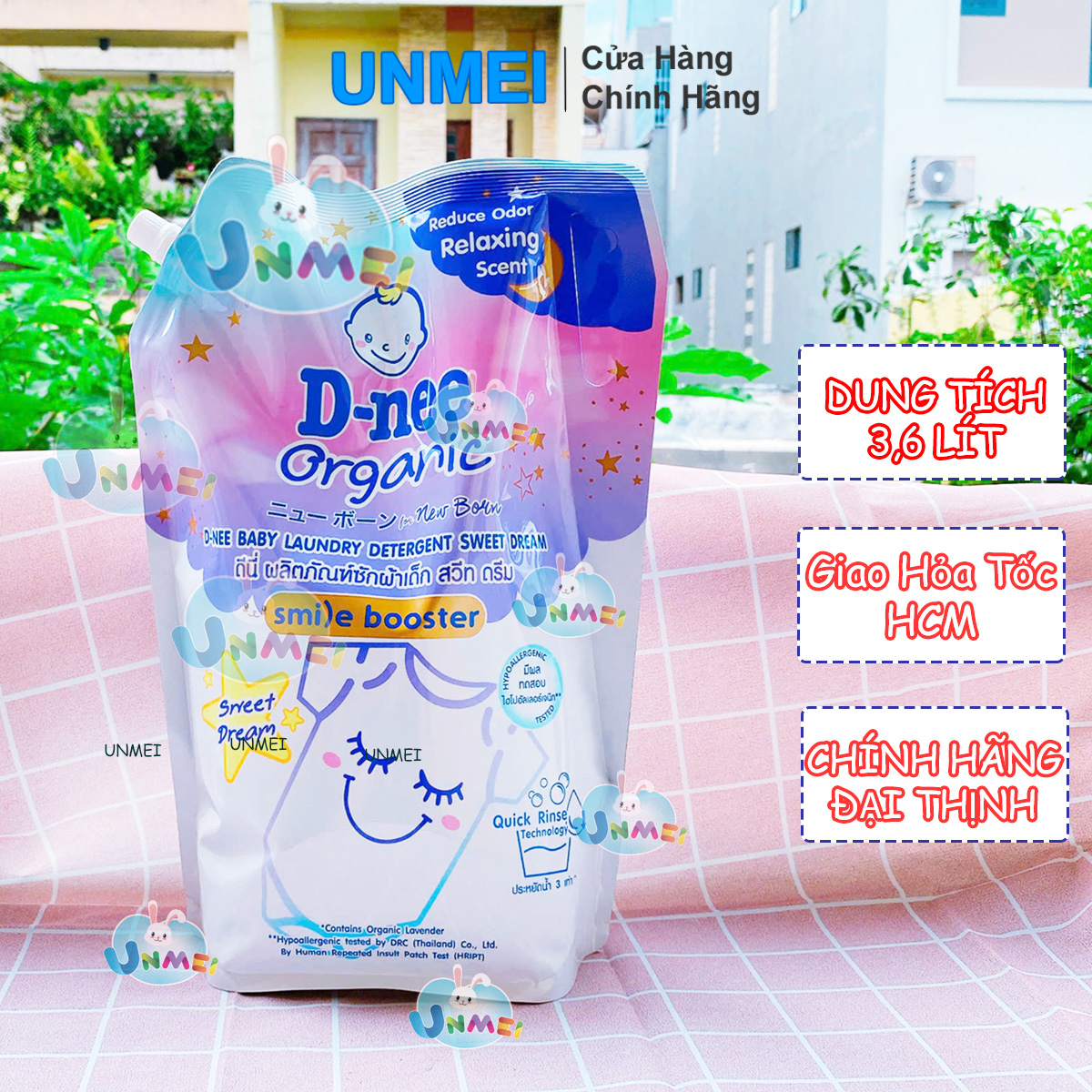 (Chính Hãng Đại Thịnh) Nước giặt D-nee, Nước Giặt Cho Bé Dnee Dạng Túi 3600ml - Loại Mới An Toàn, Tiết Kiệm