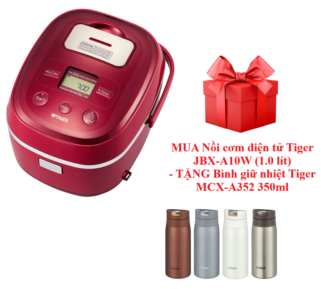 Nồi cơm điện tử Tiger JBX-A10W (1.0 lít) - TẶNG Bình giữ nhiệt Tiger MCX-A352 350ml - HÀNG CHÍNH HÃNG