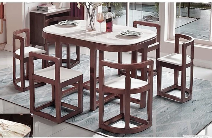 Bộ bàn ăn mặt đá tiết kiệm diện tích Tundo HFC-BBA637-13 cao cấp