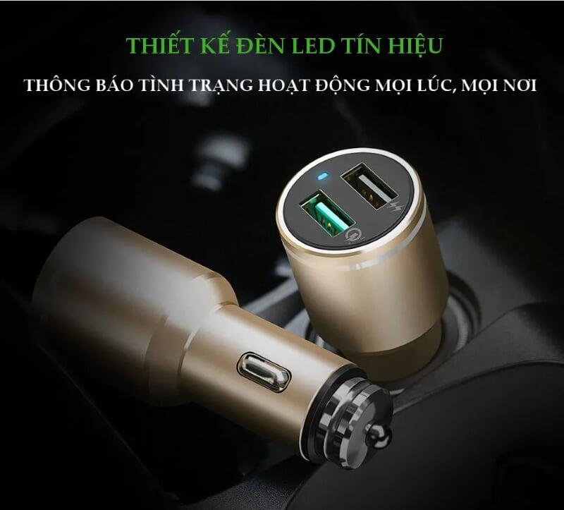 Ugreen UG30514CD130TK 48W màu Vàng Bộ sạc ô tô 2 cổng USB 2.4A + QC 3.0 - HÀNG CHÍNH HÃNG