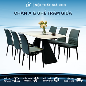 Bàn ăn mặt đá ceramic chống trầy xước, chống ố vàng kết hợp 4 ghế 6 ghế 8 ghế trám giữa