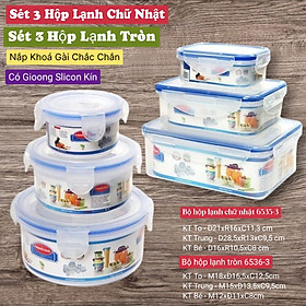 Bộ 3 hộp nhựa đựng thực phẩm có nắp đậy khóa và gioong silicon chắc chắn và kín chống tràn Việt Nhật cao cấp