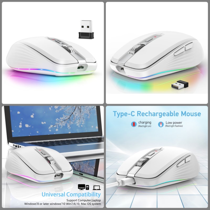Chuột Led Không Dây M303 Đa kết nối Bluetooth 5.0 + Usb 2.4G Pin sạc TypeC chống ồn nhỏ gọn hàng nhập khẩu