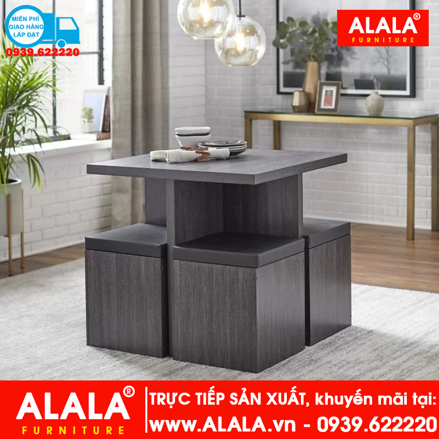 Bộ bàn ăn ALALA940 gỗ HMR chống nước - www.ALALA.vn - 0939.622220