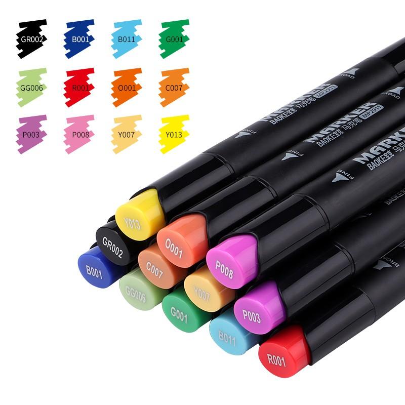 ART MARKER-Hộp 12/18/24 Màu bút lông dầu 2 đầu dùng vẽ mỹ thuật -BAOKE-MP2931