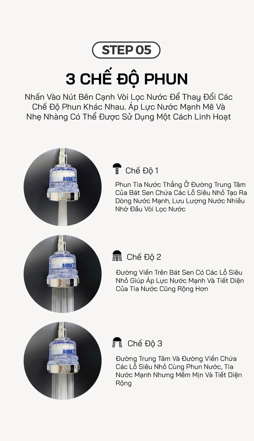 Combo Vòi rửa chén ( tăng áp +lọc nước) + 8 Thanh lọc nước AquaDuo SF-1000B