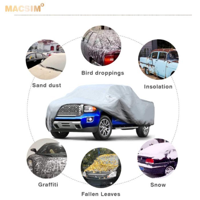 Bạt phủ ô tô bán tải Toyota Hilux nhãn hiệu Macsim chất liệu vải không dệt cao cấp màu ghi (dành cho xe có lắp nắp thùng)