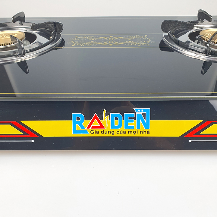 Bếp Ga Đôi Raiden RD-369 Mặt Kiếng Cường Lực Đầu Đốt Đồng Khung Inox Bền Bỉ (Hoa Văn Ngẫu Nhiên)-Hàng Chính Hãng