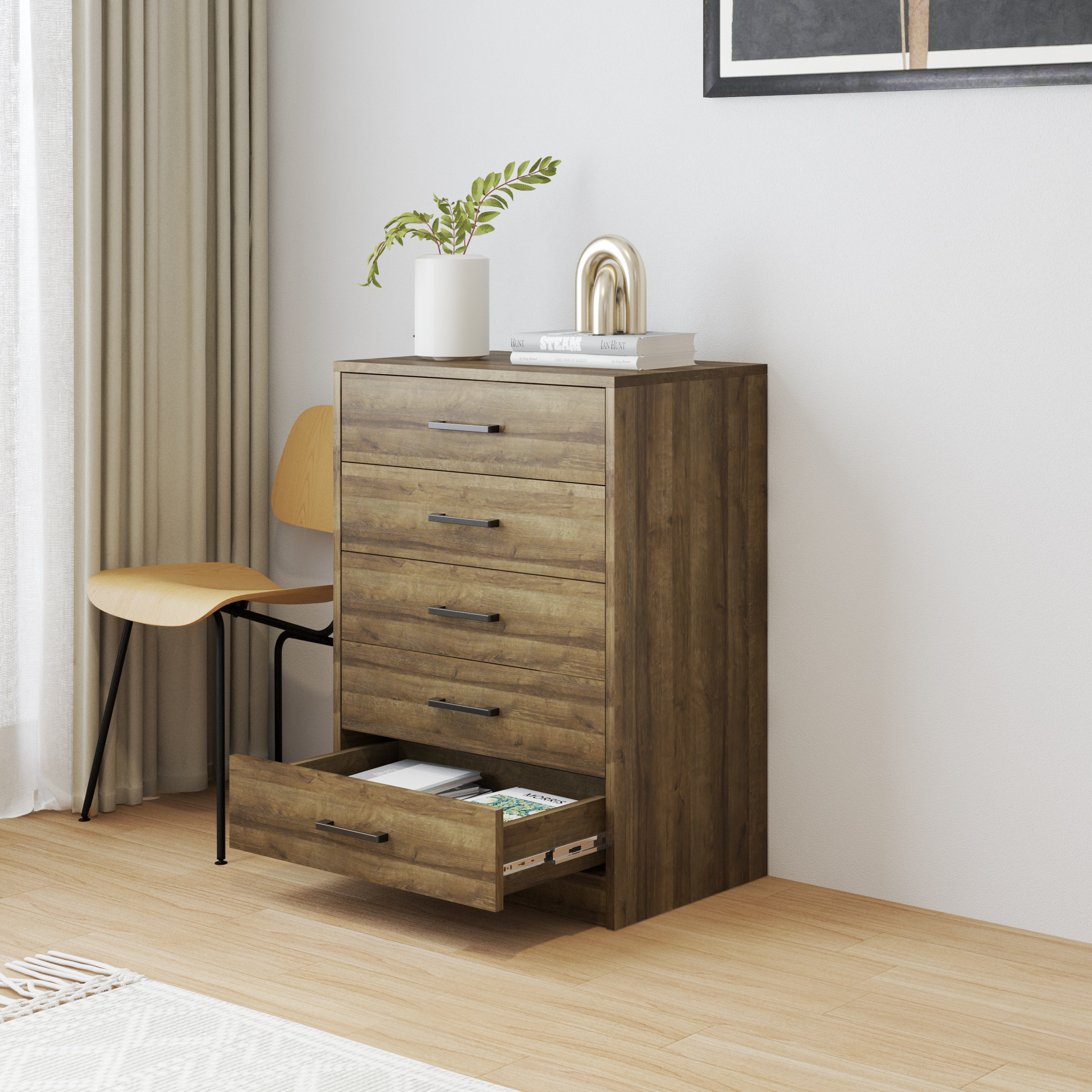 HAPPY FURNITURE , HEINEE - Tủ lưu trữ 5 ngăn kéo, THK_233 , 60cm x 40cm x 84cm DxRxC, sản phẩm phổ thông