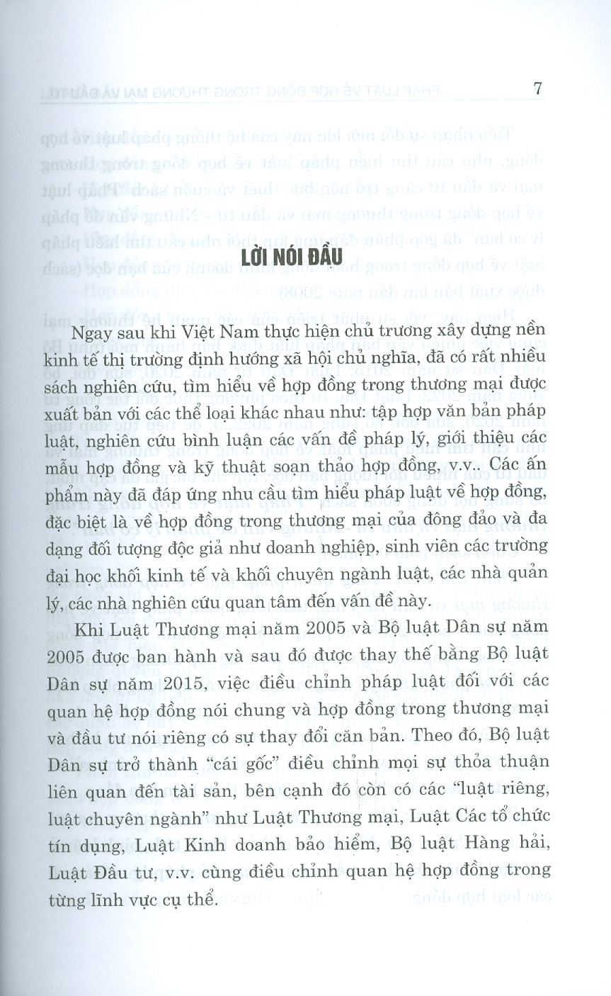 PHÁP LUẬT VỀ HỢP ĐỒNG TRONG THƯƠNG MẠI VÀ ĐẦU TƯ - Những Vấn Đề Pháp Lý Cơ Bản (Sách chuyên khảo) (Xuất bản lần thứ tư có sửa chữa, bổ sung)