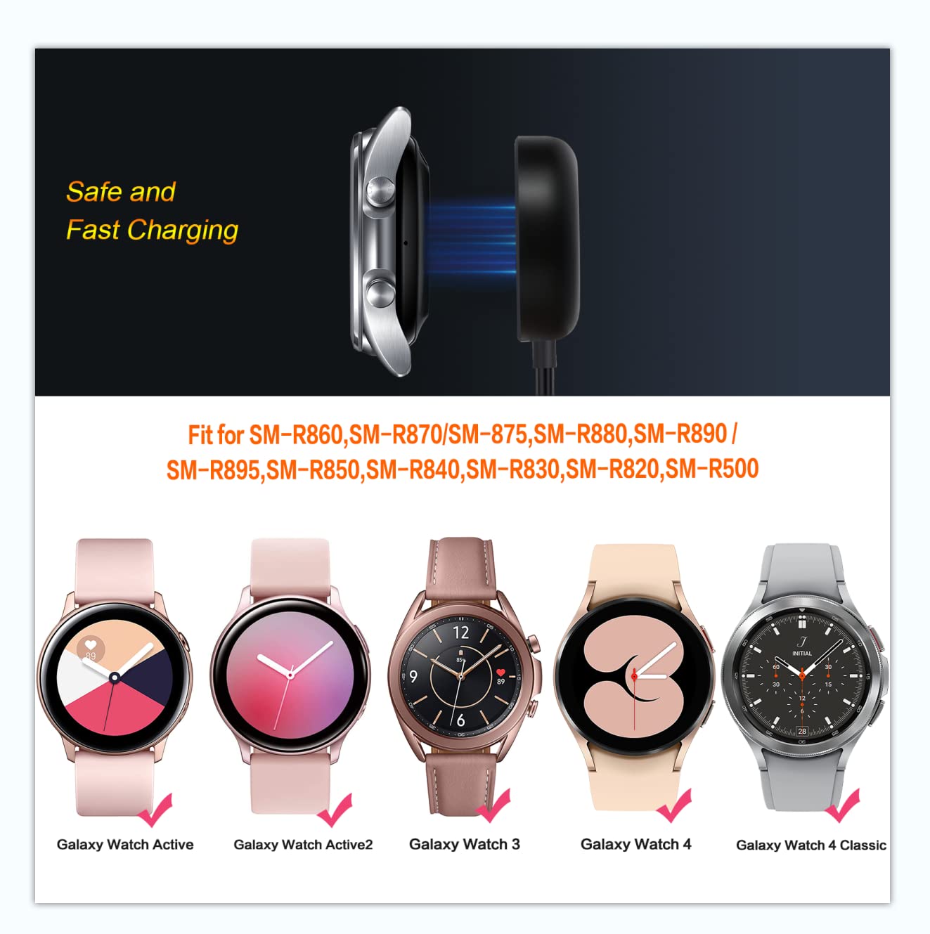 Cáp Sạc Đế Sạc cho Samsung Galaxy Watch 3/4/4Classic/5/5Pro/6/6Classic/7/Ultra & Galaxy Watch Active 1/2- Hàng Chính Hãng