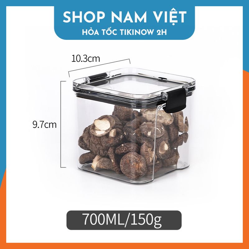 Hộp Nhựa Trong Suốt Bảo Quản Đồ Khô Kín Khí, Có Thể Xếp Chồng