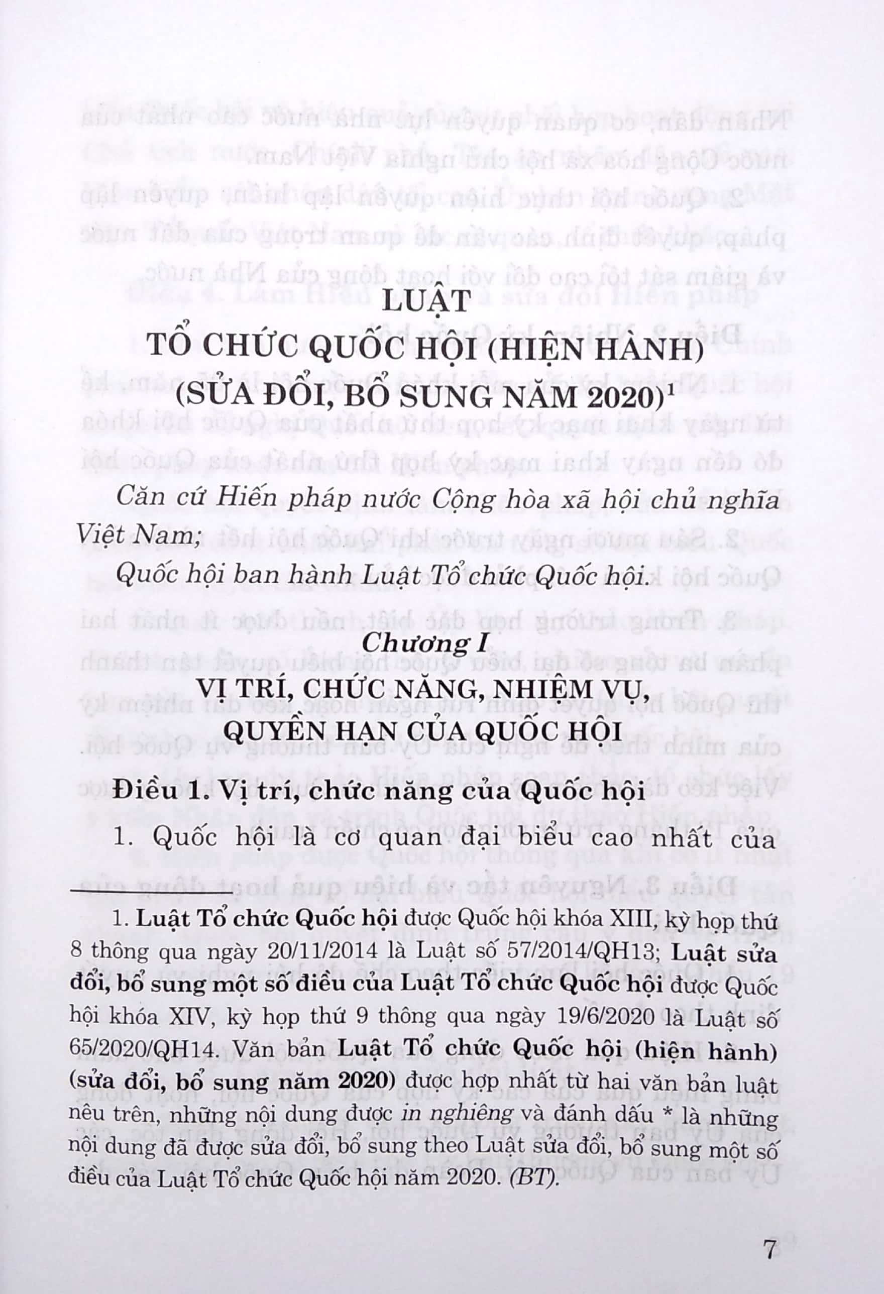 Luật Tổ Chức Quốc Hội (Hiện Hành) (Sửa Đổi, Bổ Sung Năm 2020)