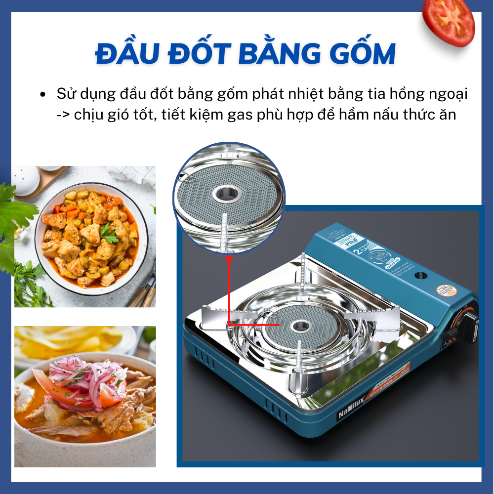 Bếp Gas Mini/Du Lịch Hồng Ngoại NaMilux PL2027PS/Van Ngắt Gas Tự Động 2 Cấp - Giải Pháp Chống Nổ Lon Gas/Hàng Chính Hãng