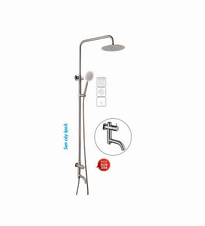 Bộ sen cây KG31 dùng cho nước lạnh, bát sen nước mạnh, dễ dùng được cho mọi nhà vệ sinh tiện lợi, siêu bền inox304- Hàng chính hãng