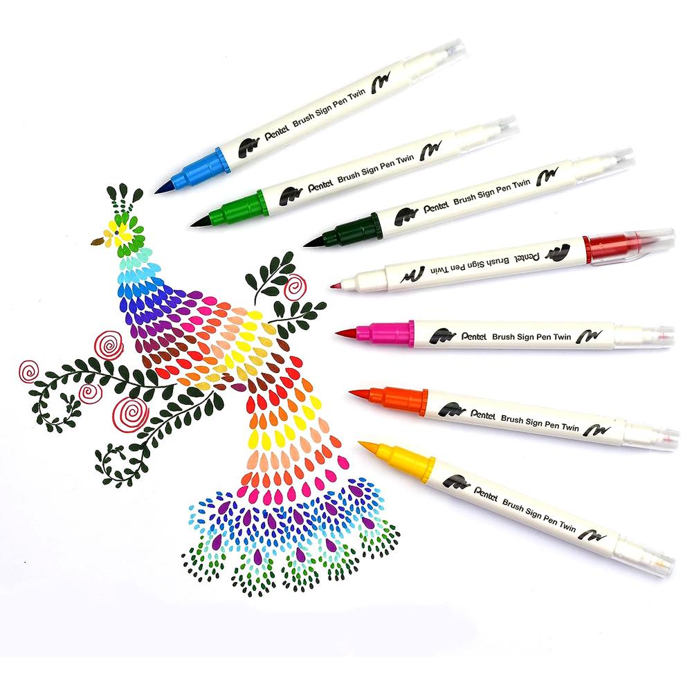 Bộ 18 Bút Lông Màu Nước 2 Đầu - Brush Sign Pen Twin - Pentel Art SESW30C-18E