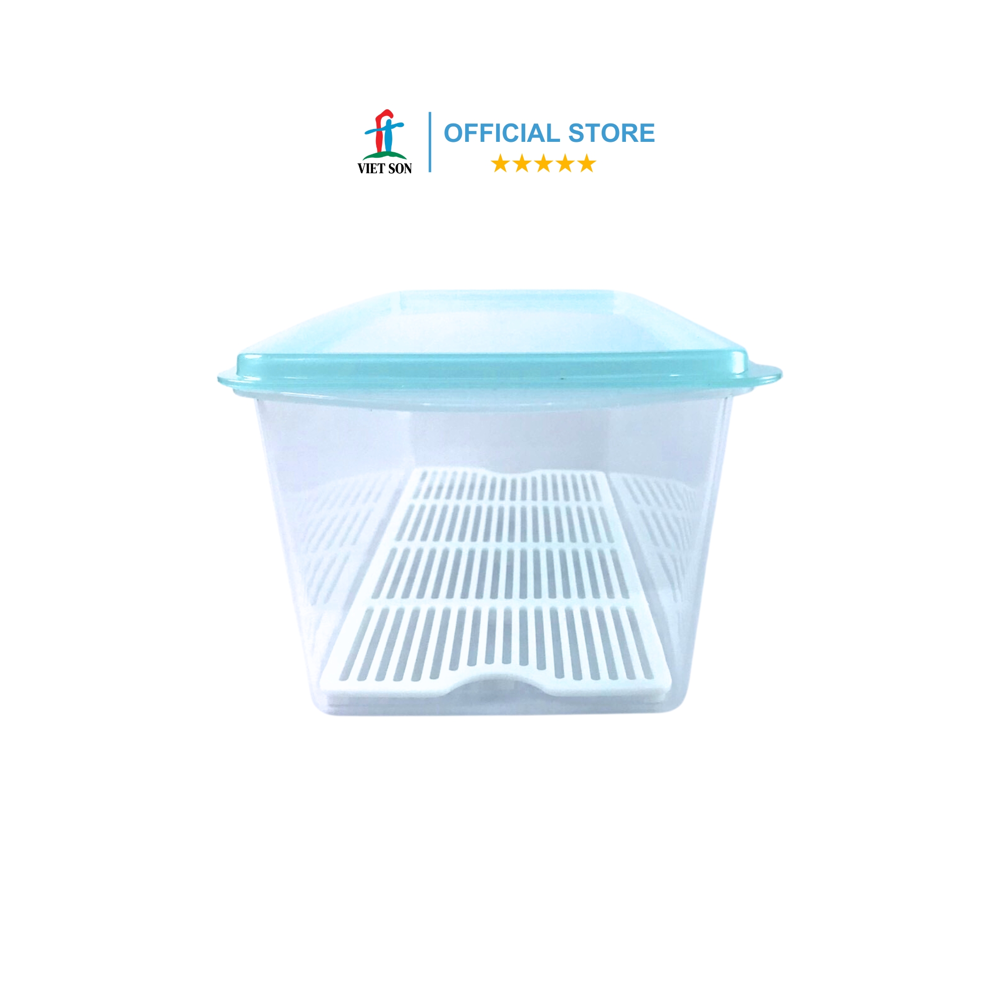 Hộp Nhựa Thực Phẩm Chữ Nhật Nắp Kín Có Khay Ráo Nước Việt Son 2.5L
