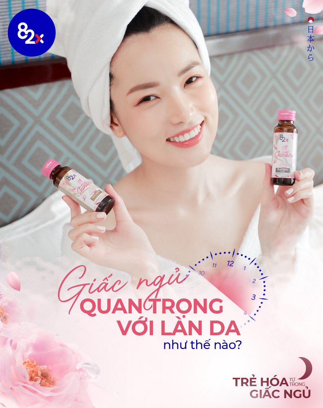82X Combo 3 chai Nước uống Placenta Shiharu làm đẹp da đến từ Nhật Bản 50ml/lọ.