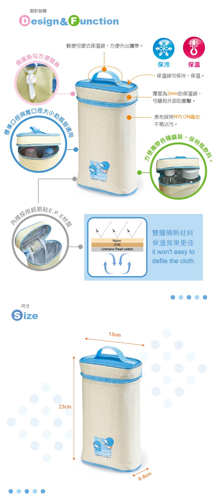 TÚI GIỮ NHIỆT Ủ ẤM BÌNH SỮA CHO BÉ HAI NGĂN KUKU - KU5448