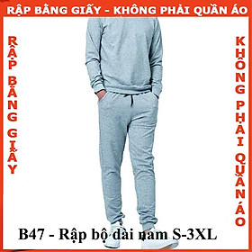 Rập giấy A0 mã B47 - bộ thun dài tay nam (BẢN VẼ)