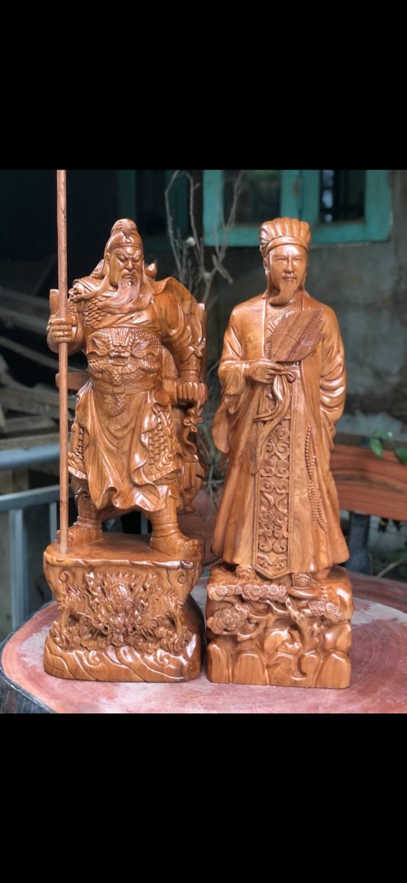 Cặp đôi văn võ song toàn, tượng khổng minh (gia cát lượng ) và tượng quan công kt cao 80