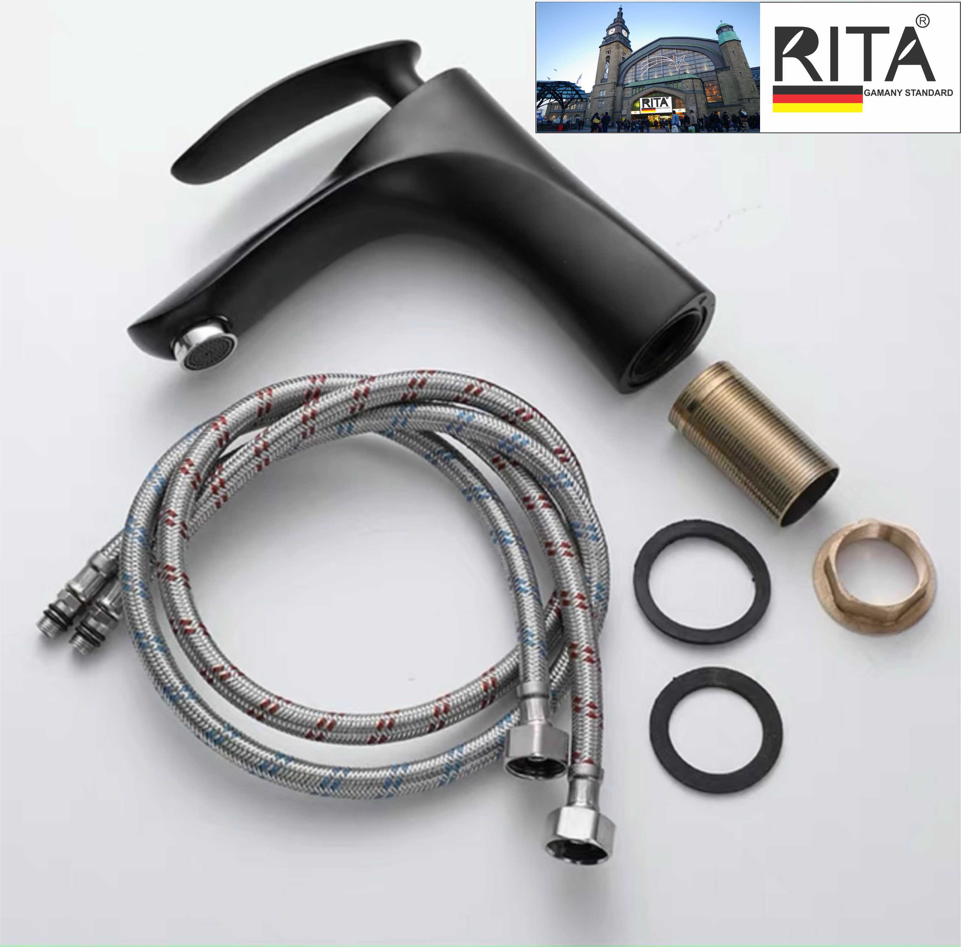 Vòi lavabo lá đen RITA 20cm