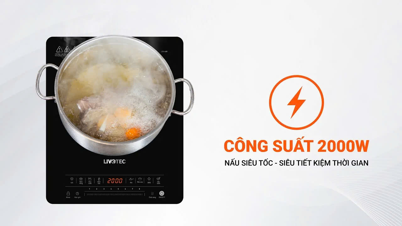 Bếp điện từ đơn Livotec LIS-668 2.000W 8 mức công suất - Miễn phí vận chuyển toàn quốc - Bảo hành 24 tháng - Hàng chính hãng