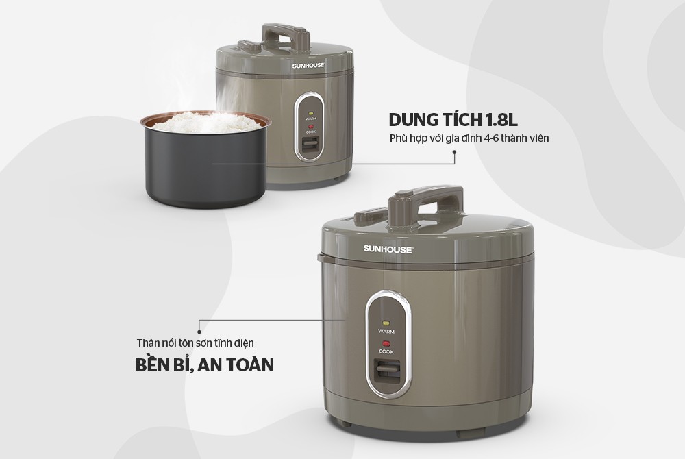 Nồi Cơm Điện 1.8L SUNHOUSE SHD8631 - Hàng Chính Hãng