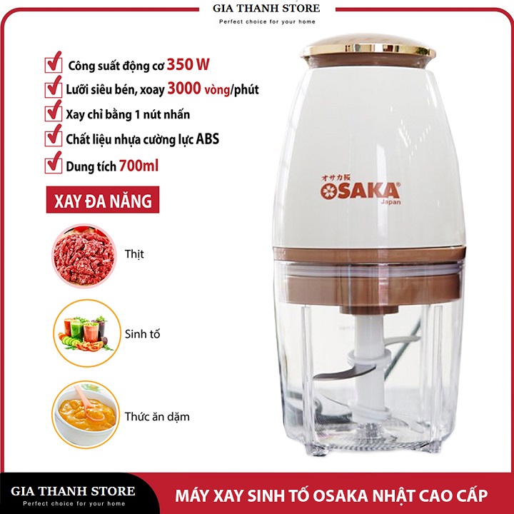 Máy xay Osaka Japan Model Mới, Máy Xay Sinh Tố Cầm Tay Mini Đa Năng 350W HOT, Máy Xay Thịt Xay Đá nắp đồng, Hàng chính hãng