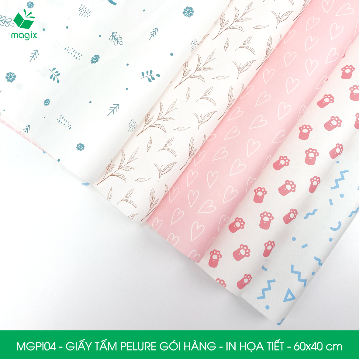 MGPI04 - Combo 50 tấm giấy Pelure gói hàng in họa tiết - 60x40 cm