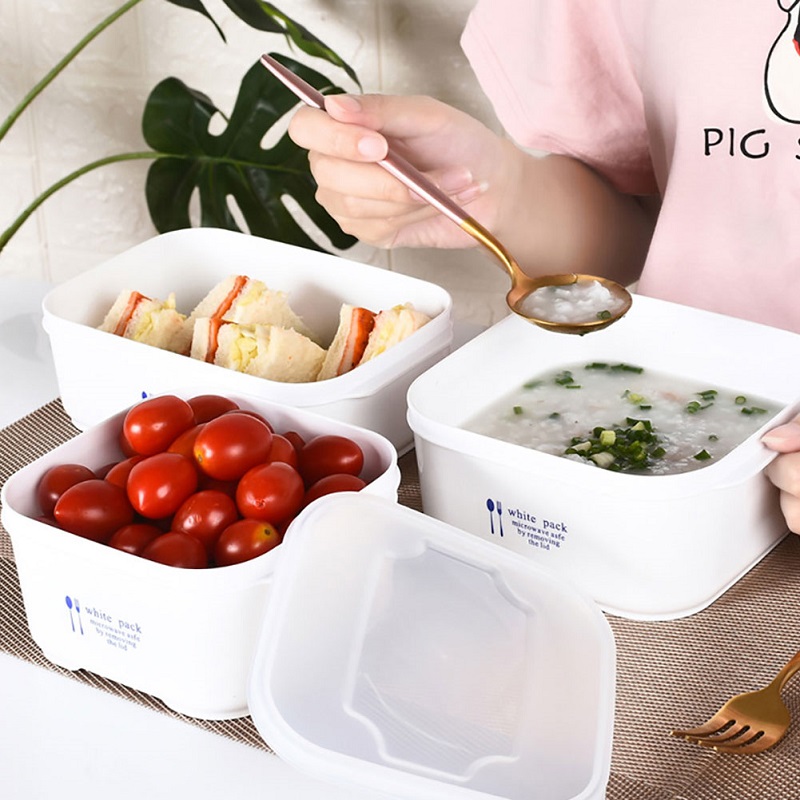 Set 02 hộp đựng thực phầm White Pack 700ml và 800ml, thiết kế tinh tế, đẹp mắt, khả năng giữ kín hơi vượt trội - nội địa Nhật Bản