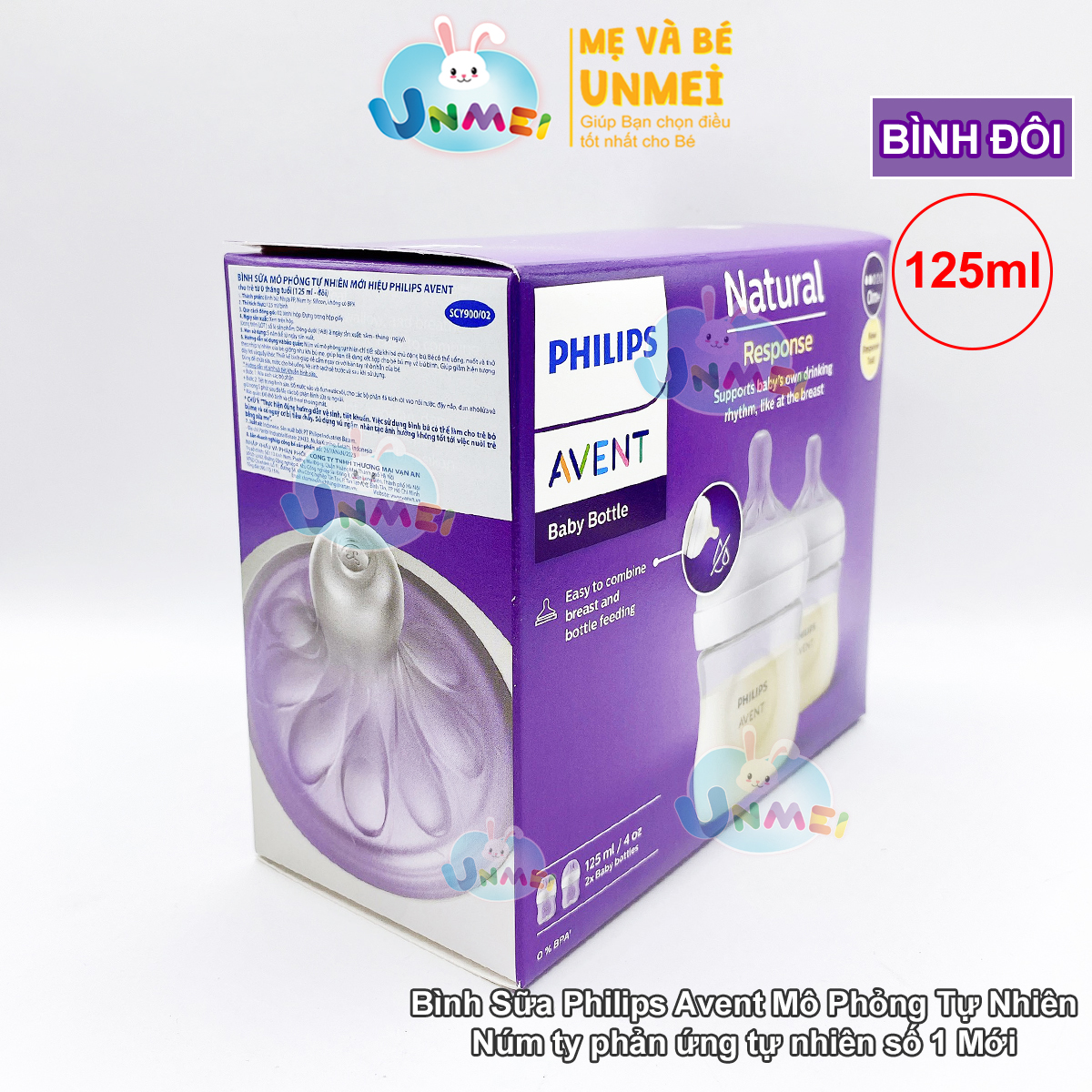 Bình sữa mô phỏng tự nhiên mới hiệu Philips Avent cho trẻ từ 0 tháng tuổi (125ml-đôi)_SCY900.02