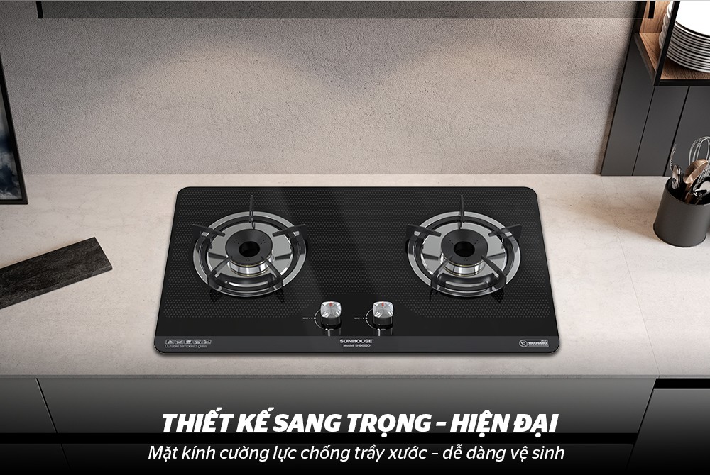 Bếp Gas Âm Kính SUNHOUSE SHB6630 - Hàng Chính Hãng