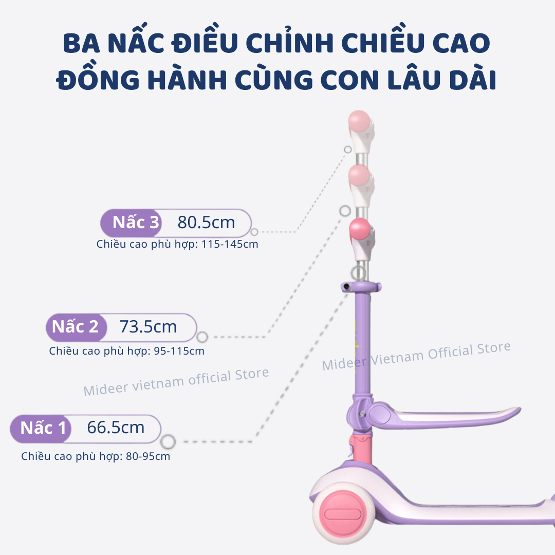 Xe Trượt Scooter Mideer Cao Cấp gấp gọn có ghế ngồi cho bé