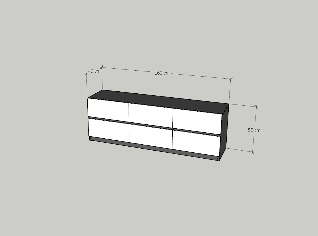 HAPPY FURNITURE , Tủ lưu trữ 6 ngăn kéo - KALA, THK_289, 160cm x 40cm x 55cm DxRxC