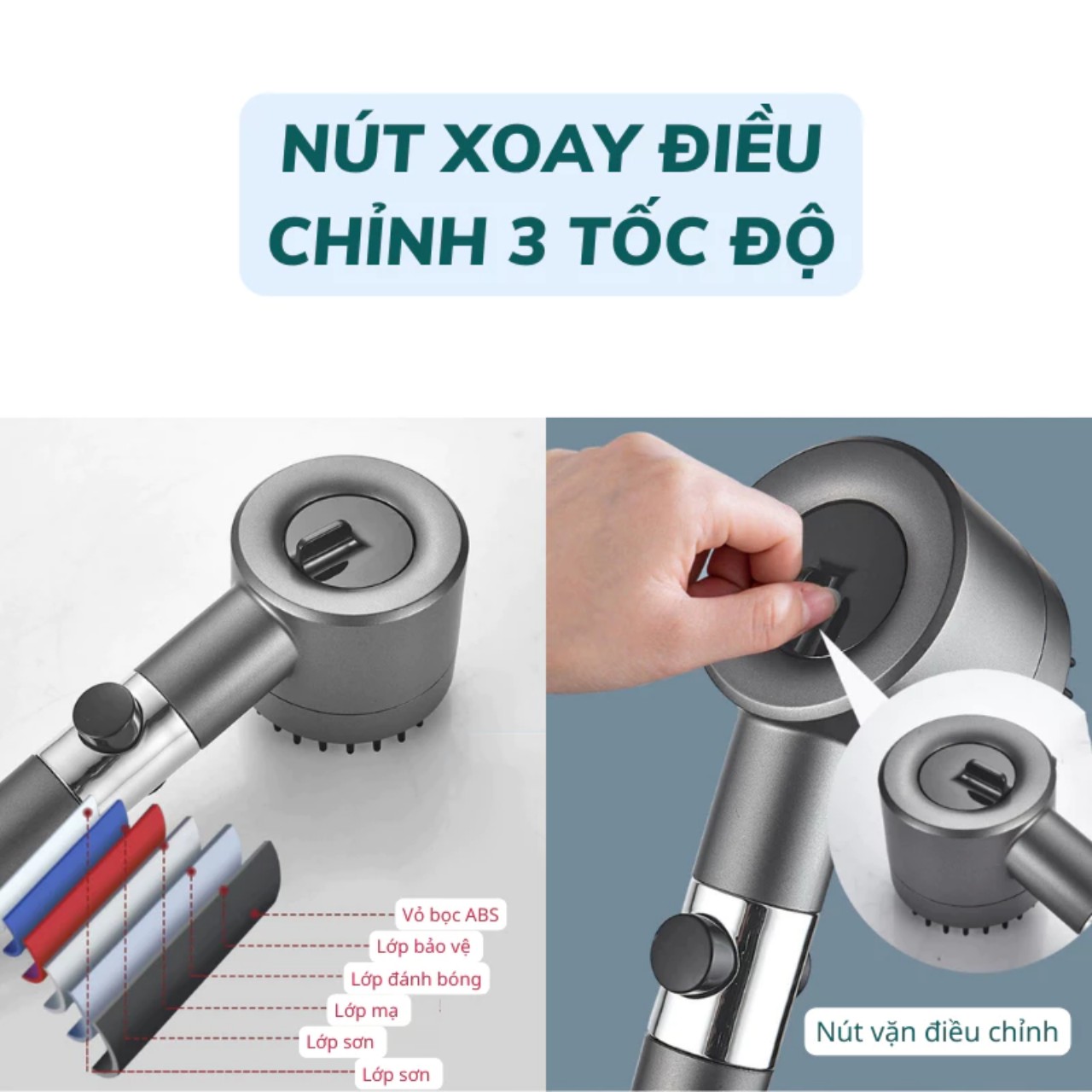 Vòi Sen Tăng Áp, Đầu Vòi Hoa Sen Mát Xa 4 Trong 1, 3 Chế Độ Áp Suất Cao Tiết Kiệm Nước, Lõi Cotton Lọc Cho Nhà Tắm - HÀNG CHÍNH HÃNG MINIIN