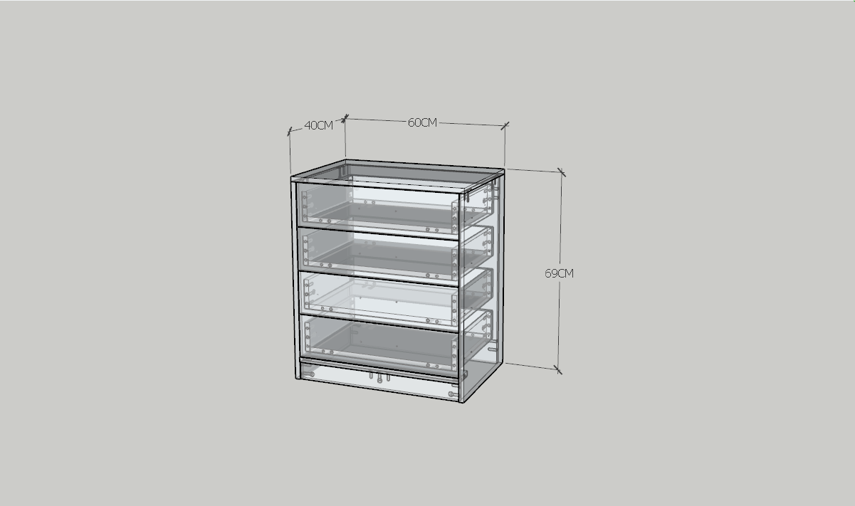 HAPPY FURNITURE , HEINEE - Tủ lưu trữ 4 ngăn kéo, THK_232 , 60cm x 40cm x 69cm DxRxC, sản phẩm phổ thông