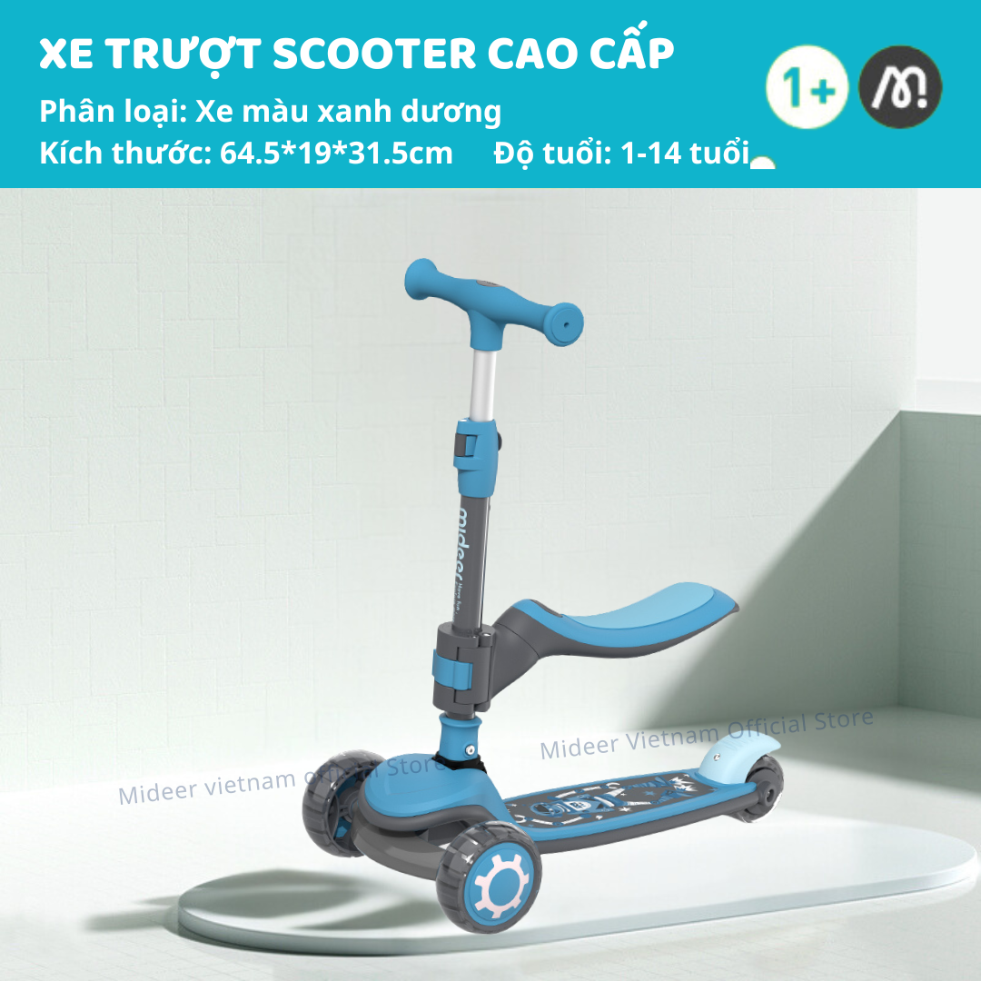 Xe Trượt Scooter Mideer Cao Cấp gấp gọn có ghế ngồi cho bé