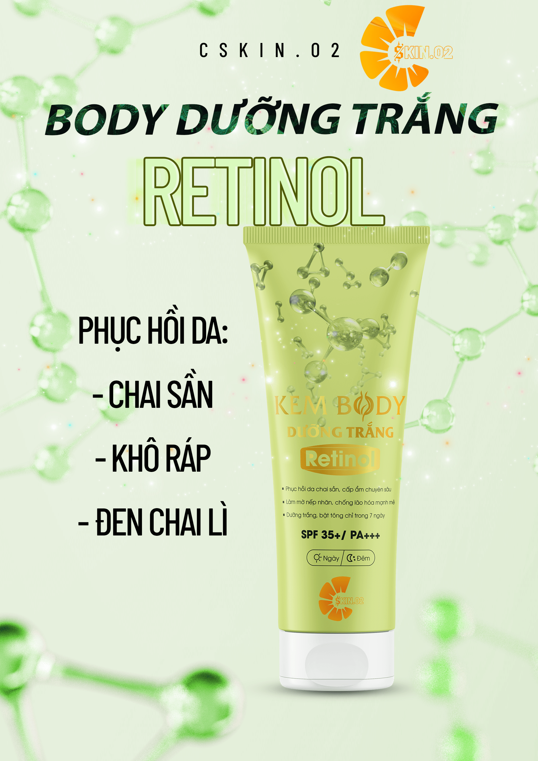 Chăm Sóc Da - C SKIN.02 - COMBO5 - BODY LOTION RETINOL - Dưỡng Trắng Cấp Ẩm Chuyên Sâu