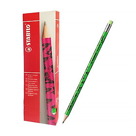 Hộp bút chì gỗ STABILO butterfly 2B hình bươm bướm, có đầu tẩy - Hộp 12 bút thân màu hồng,có đầu tẩy + Gôm tẩy ER198 (PC4920P/12-2B+)