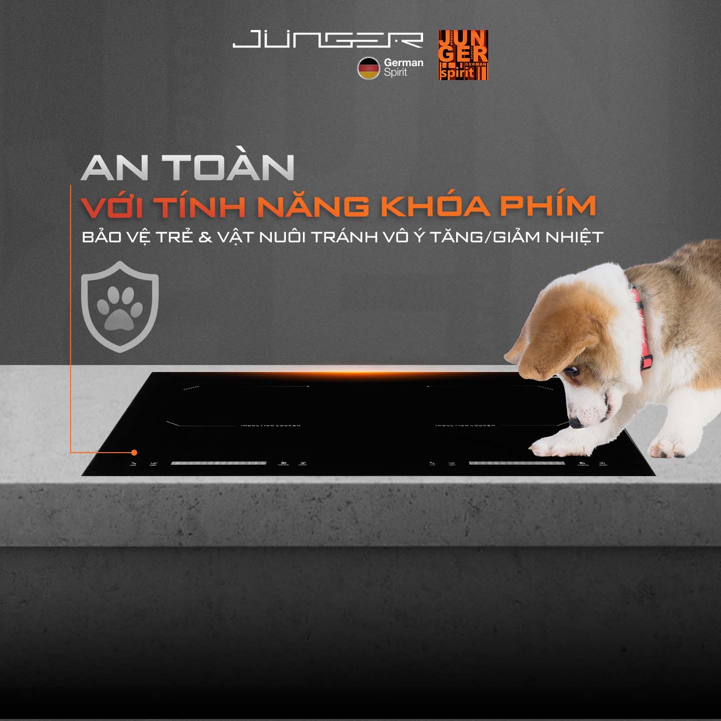 Bếp từ đôi JUNGER CEJ-200-II 4000W Inverter Hàng Chính Hãng Bảo Hành 36 Tháng