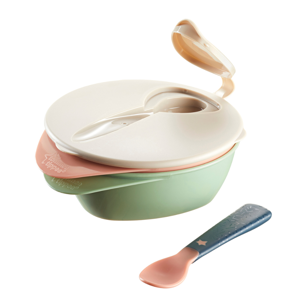 Bát Ăn Dặm Có Nắp Kèm Thìa Tommee Tippee Easy Scoop Cho Bé Từ 6 Tháng (Set 2 cái)