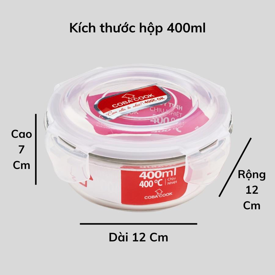 Bộ 5 hộp thủy tinh hộp đựng cơm trữ thức ăn thực phẩm trong tủ lạnh chịu nhiệt COBA