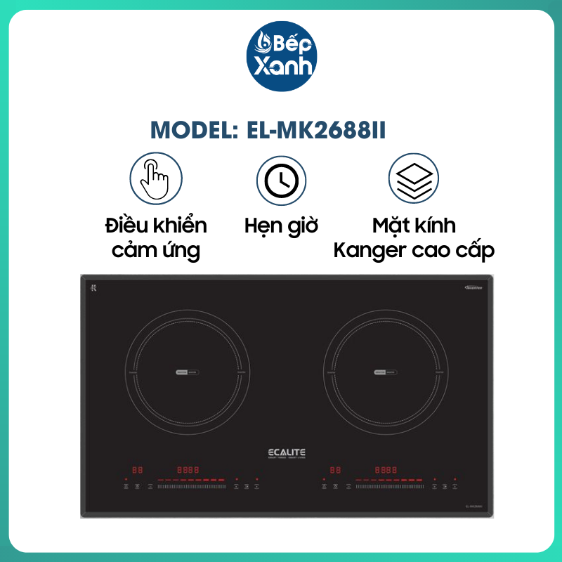 Bếp Từ 2 Vùng Nấu Ecalite EL-MK2688II Inverter - 9 Mức Công Suất - Điều Khiển Cảm Ứng - Hàng Chính Hãng