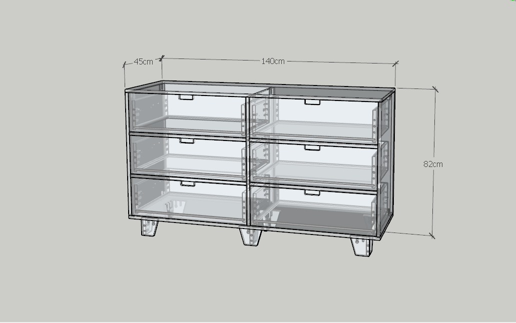 HAPPY FURNITURE , ALVA - Tủ lưu trữ 6 ngăn kéo , THK_230 , 140cm x 45cm x 82cm DxRxC