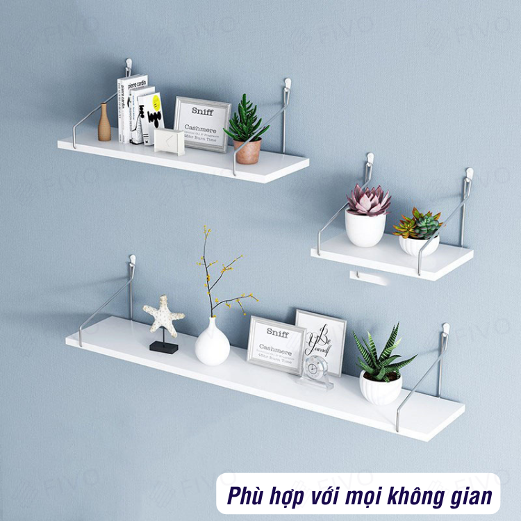 Kệ Trang Trí Treo Tường Gỗ FIVO Mã FB40 Không Cần Khoan Tặng Kèm Đinh 4 Chân Chịu Lực Lên Đến 10KG Với Móc Treo Inox Dễ Dàng Gắn Lên Tường